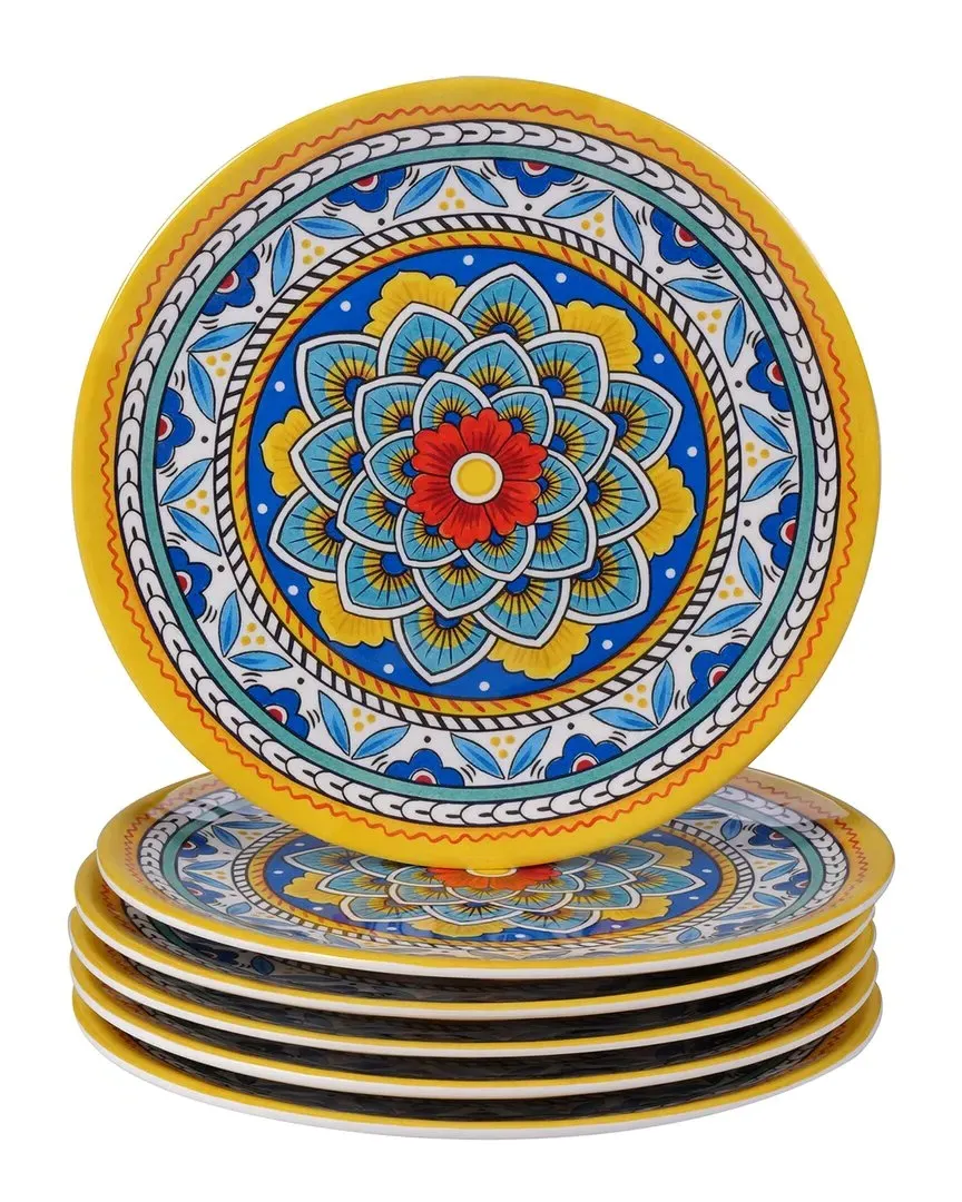 Portofino Set of 6 Salad Plates - Multicolor, Melamine