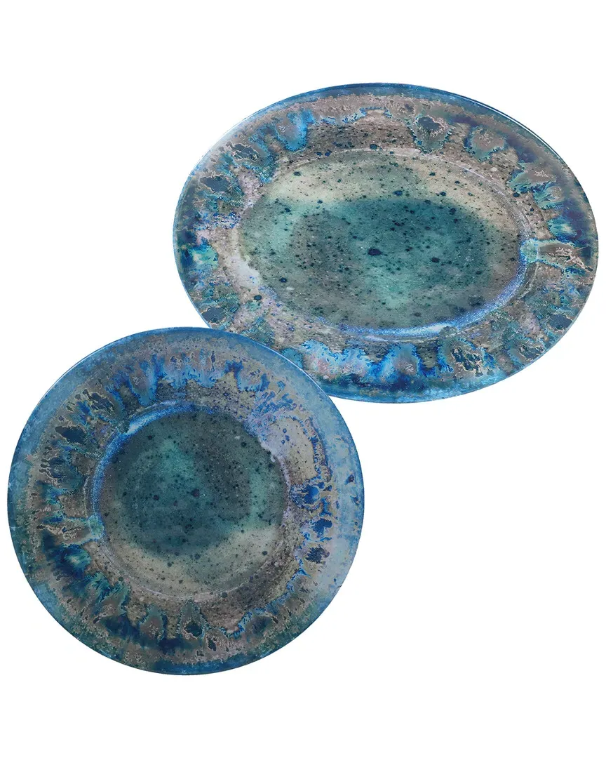 Radiance 2-Piece Platter Set - Teal, Melamine image