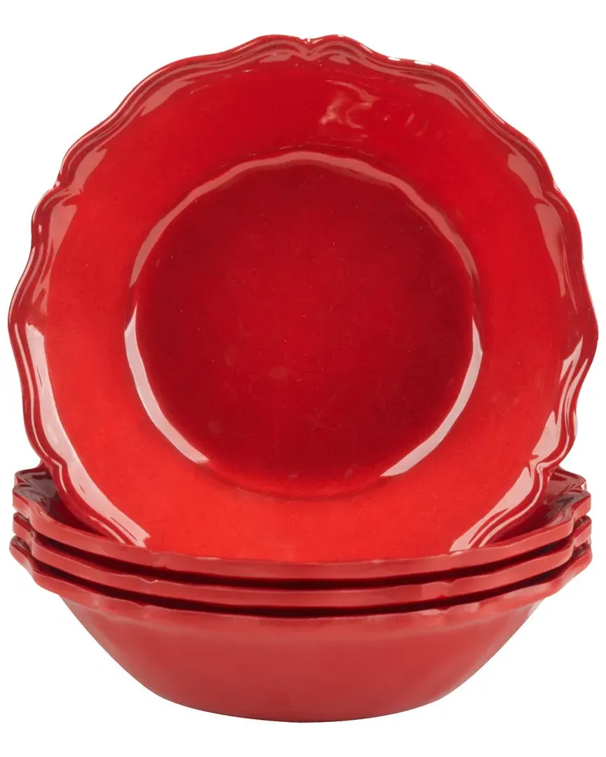 Red Crackle Set of 4 All Purpose Bowls - Red, Melamine