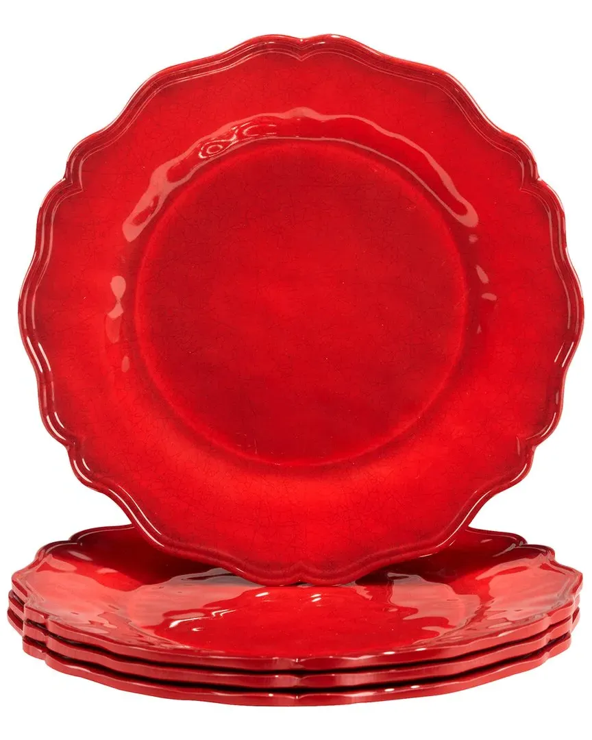 Red Crackle Set of 4 Dinner Plates - Melamine