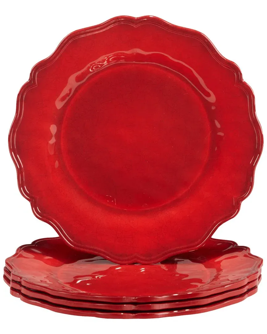 Red Crackle Set of 4 Salad Plates - Red, Melamine