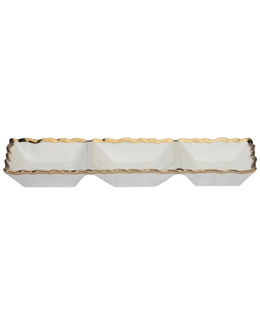 Regency 3-Section Porcelain Tray - White Gold image