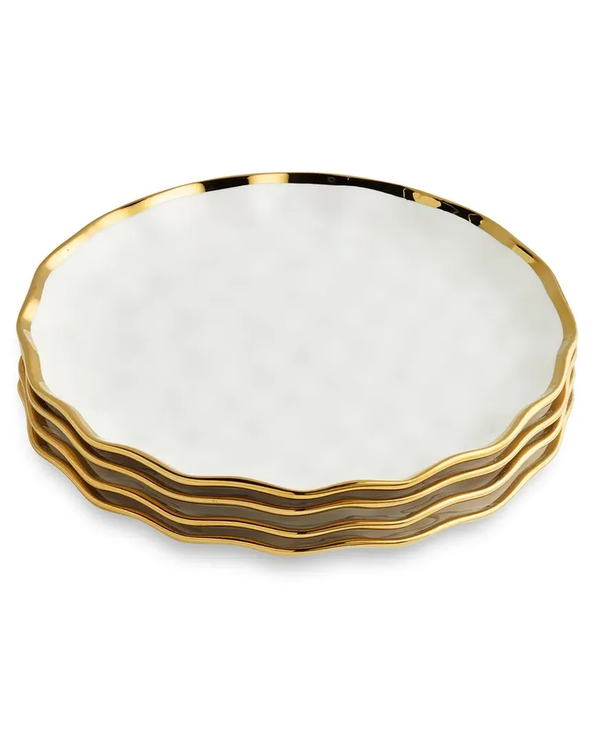 Regency Gold Set of 4 Salad Plates - Gold, Porcelain