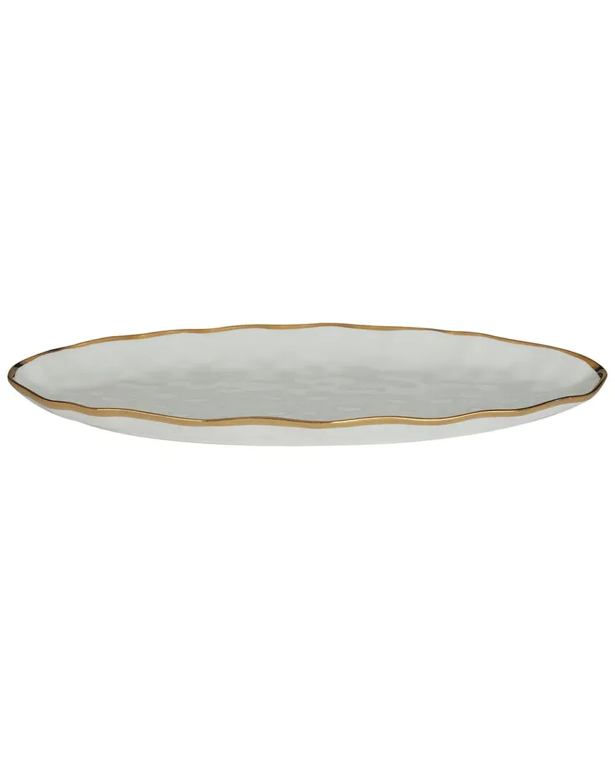 Regency Oval Fish Platter - White, Gold Trim, Porcelain