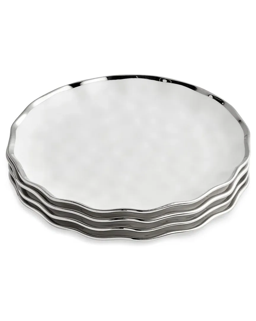 Regency Silver Set of 4 Salad Plates - Silver, Porcelain