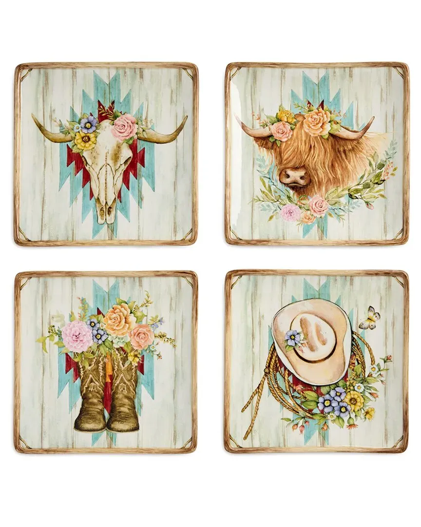 Rosewood Set of 4 Salad Plates - Multicolor, Ceramic