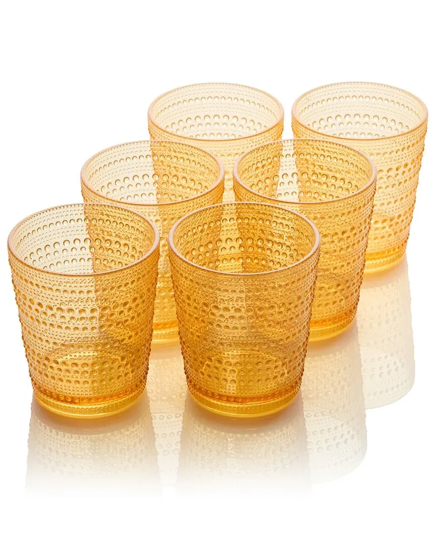 Santa Fe Set of 6 Double Old-Fashioned Glasses - Orange, Acrylic