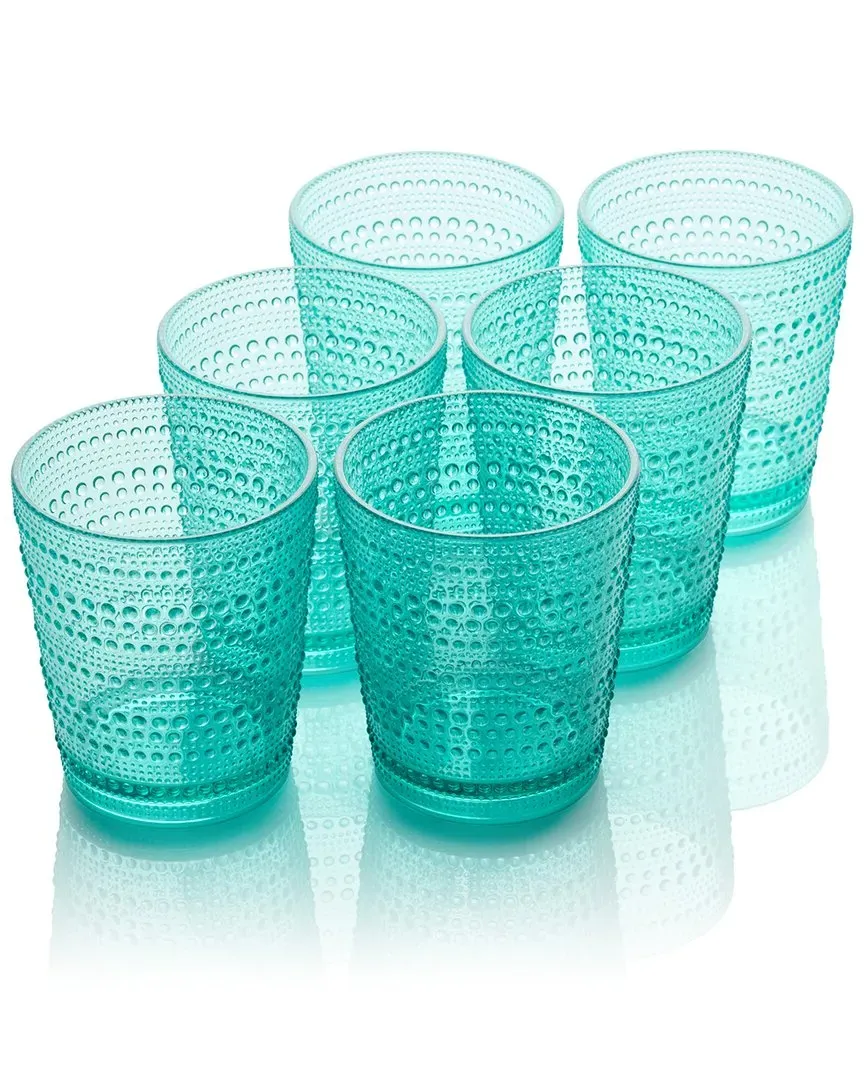 Santa Fe Set of 6 Double Old-Fashioned Glasses - Teal, Acrylic
