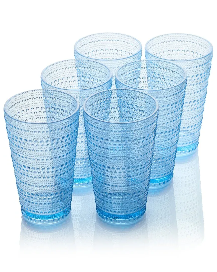 Santa Fe Set of 6 Ice Tea Glasses - Blue, Acrylic