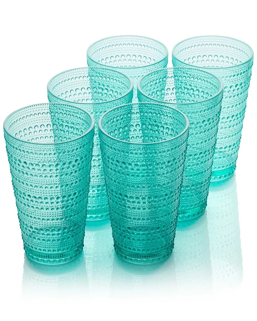 Santa Fe Set of 6 Ice Tea Glasses - Teal, Acrylic