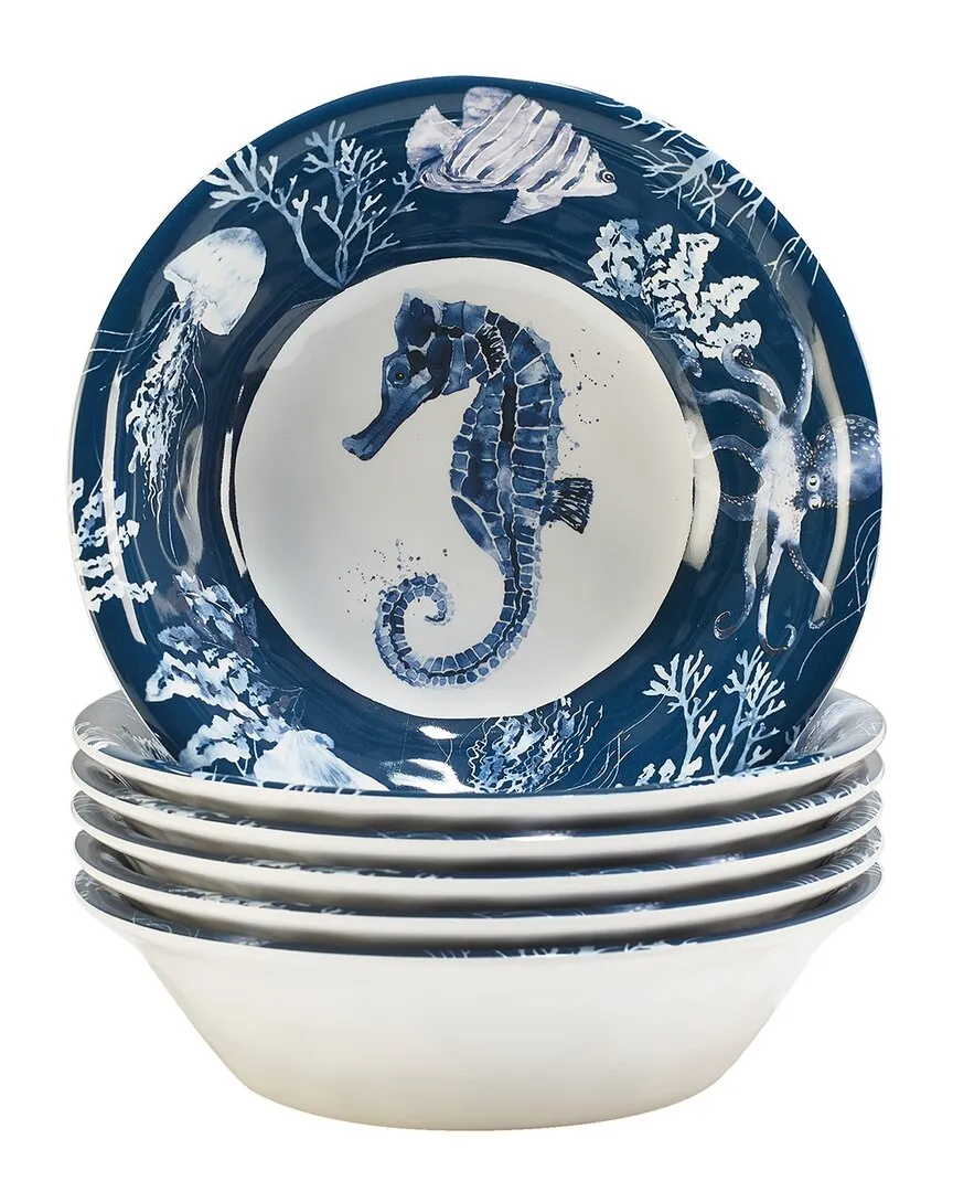 Sea Life Set of 6 All Purpose Bowls - Blue, Melamine image