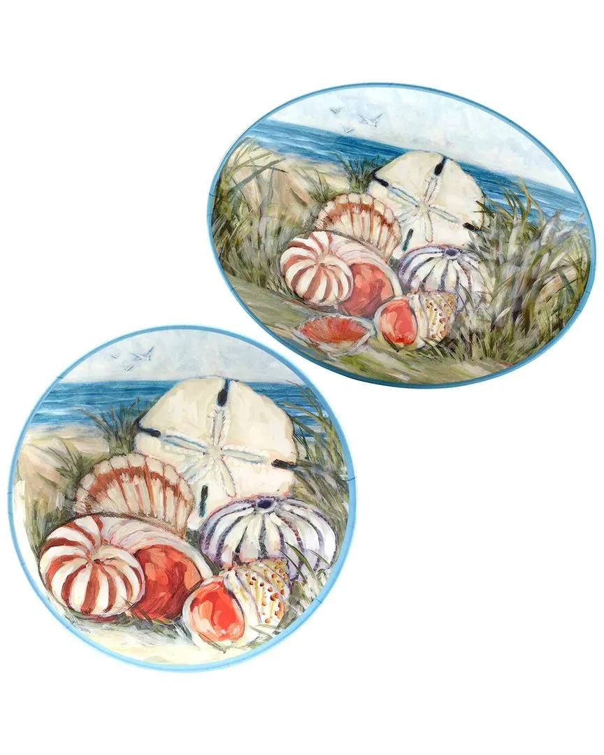Seacoast 2pc Melamine Platter Set - Multi