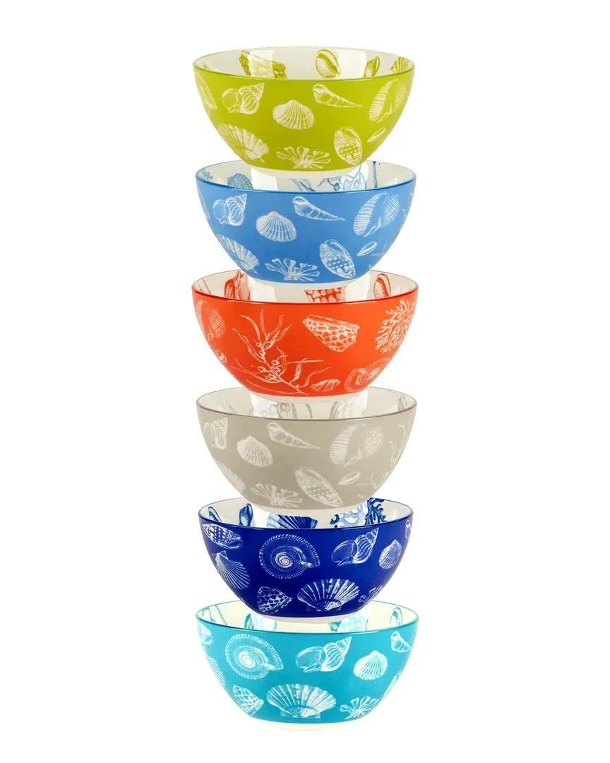 Seaside Set of 6 All Purpose Bowls - Multicolor, Porcelain