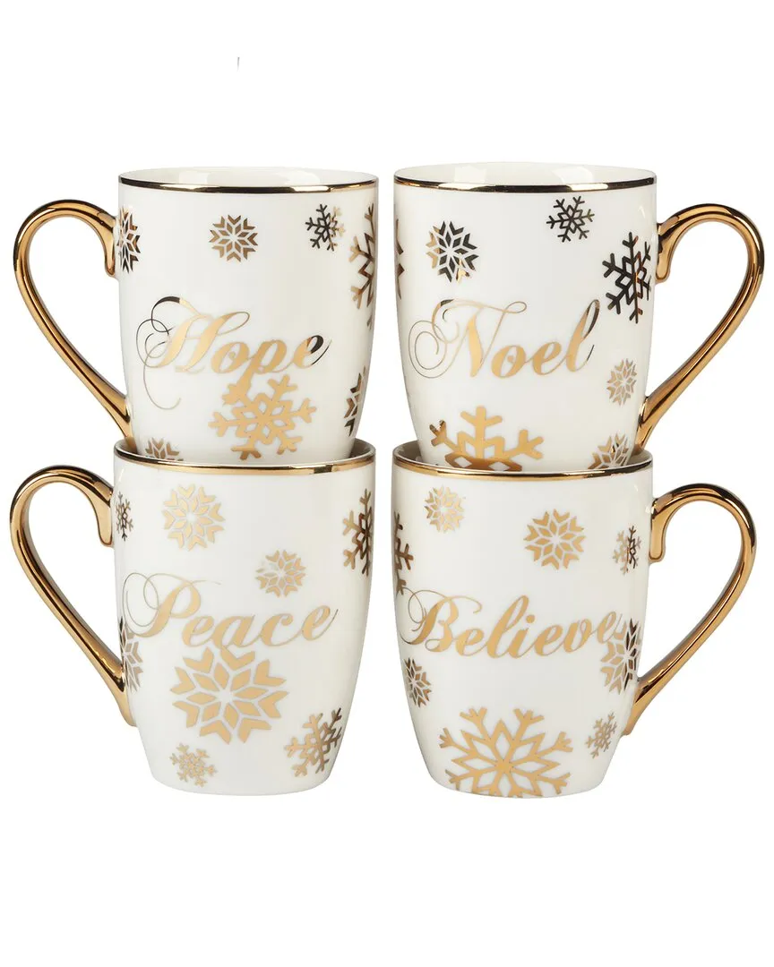 Set of 4 Christmas Glitter Mugs - Multicolor, Porcelain image