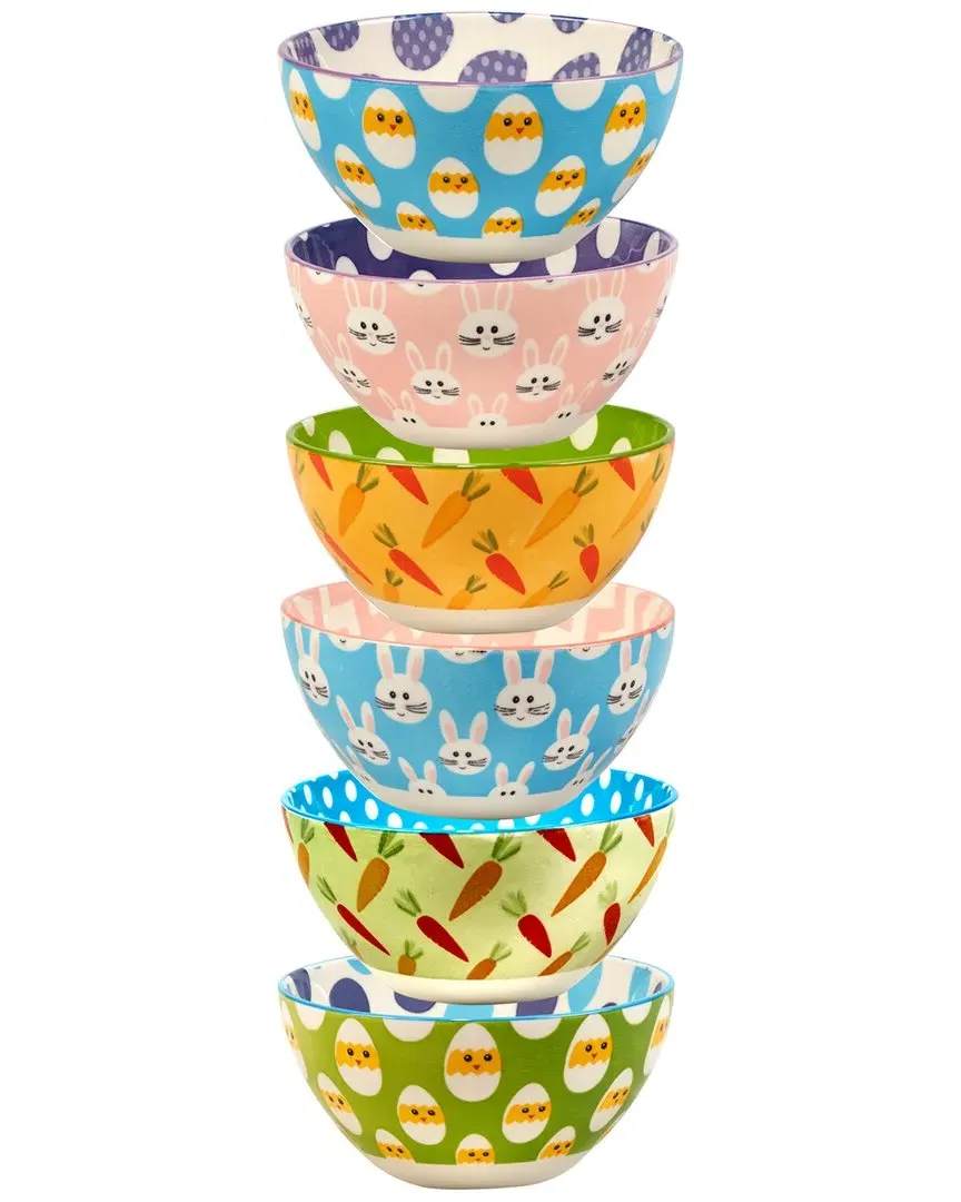 Set of 6 Easter Pad Print Bowls - Multicolor, Porcelain image