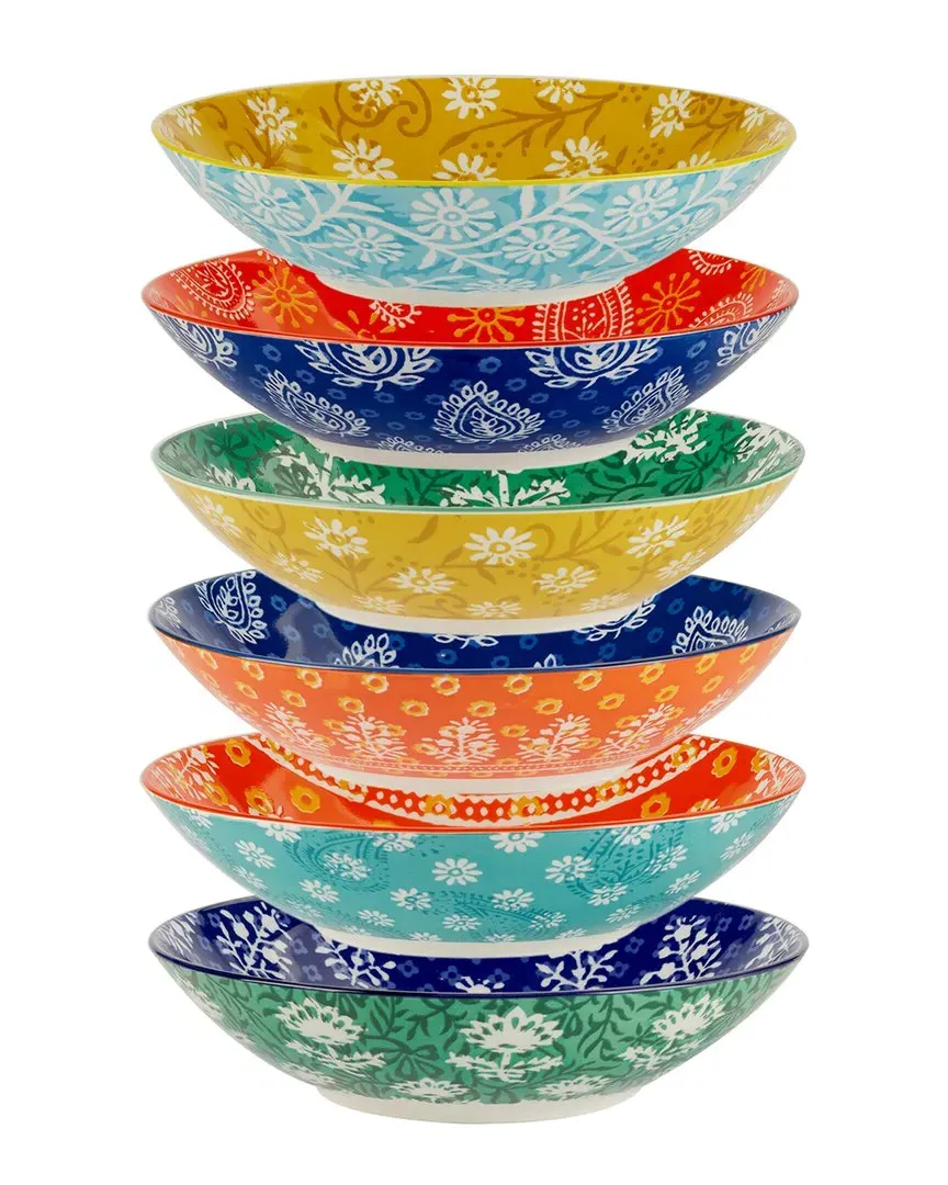 Set of 6 Soup Pasta Bowls - Multicolor, Porcelain image