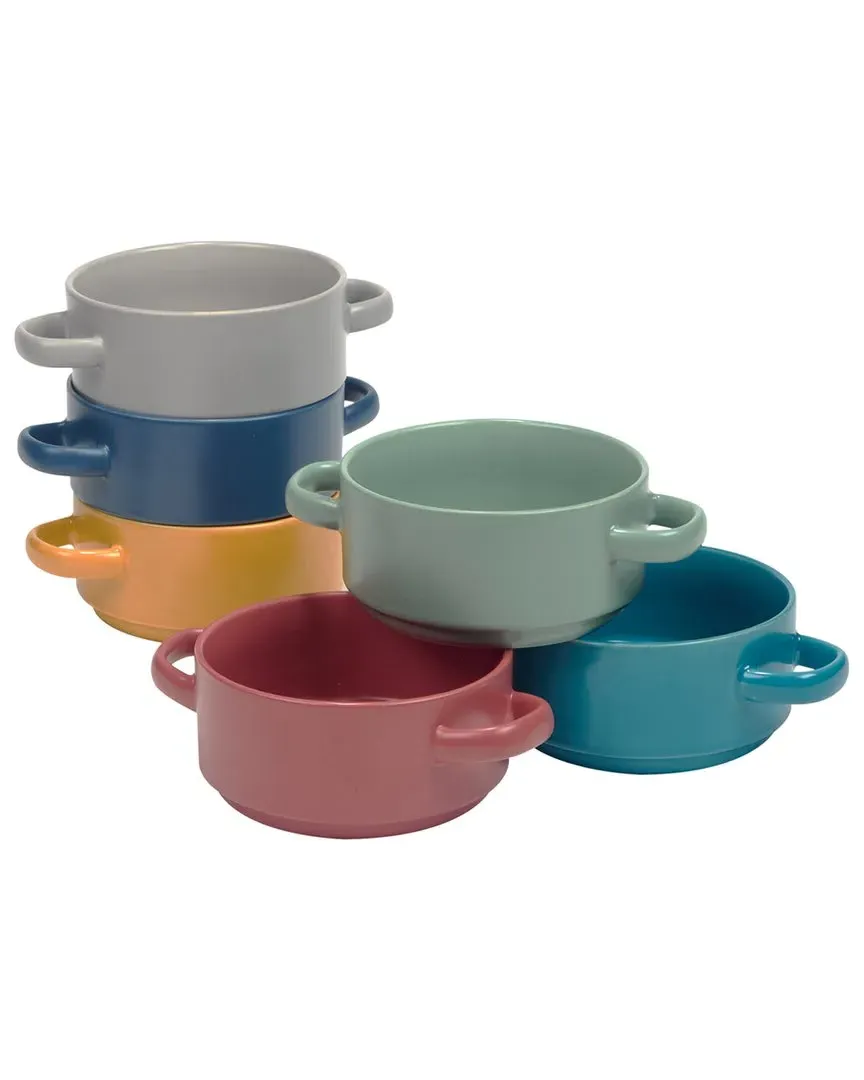 Set of 6 Stoneware Matte Glaze 22oz Soup Crocks - Multicolor image