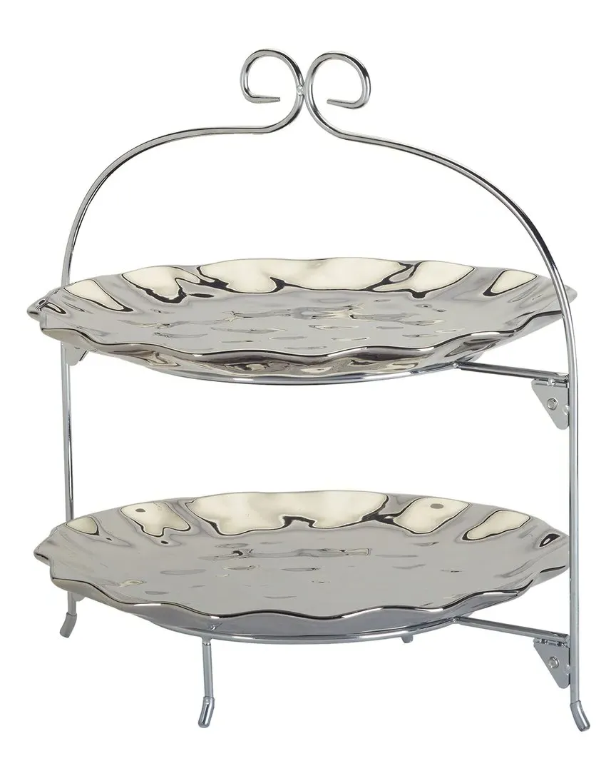 Silver Coast 2-Tier Rack with Plates - Porcelain