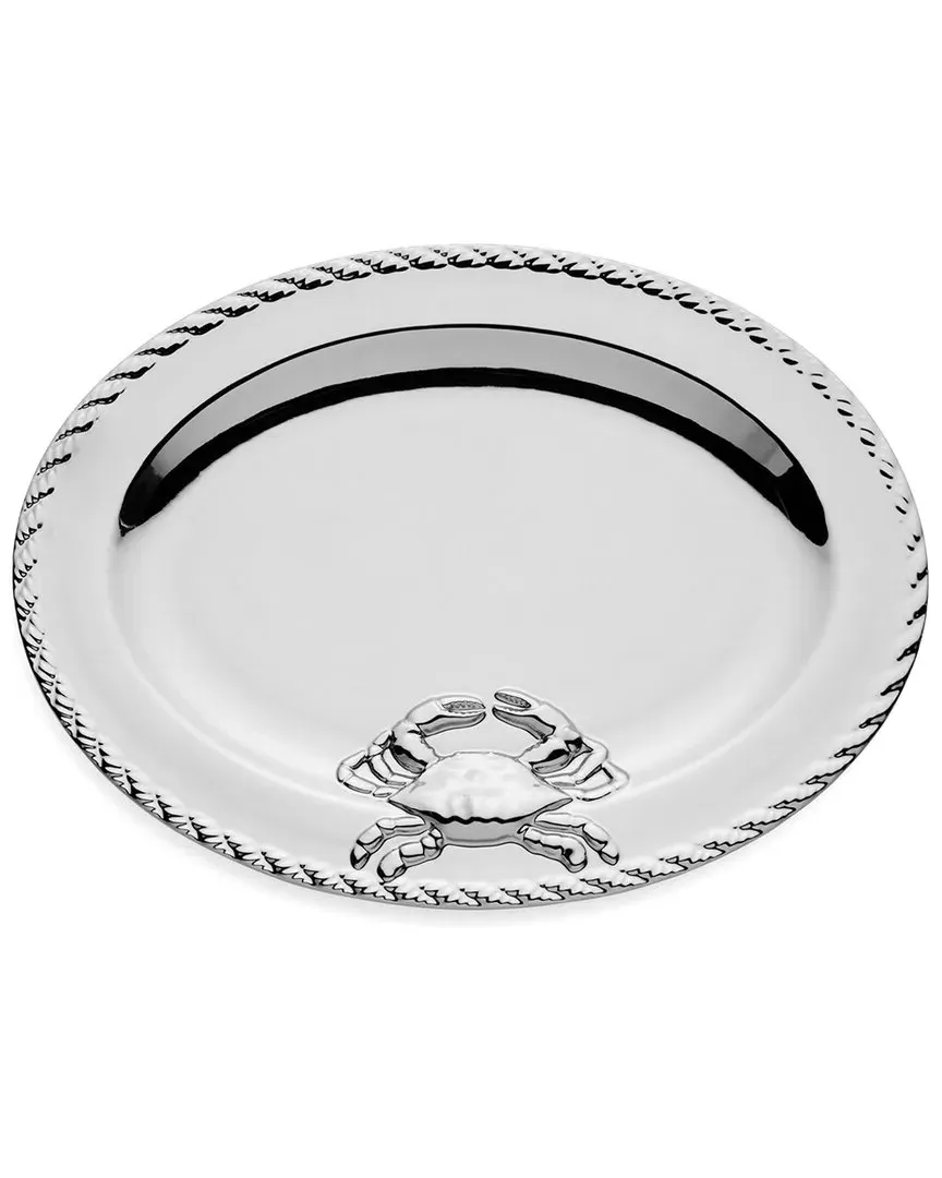 Silver Plated Crab Oval Platter - Silver, Porcelain