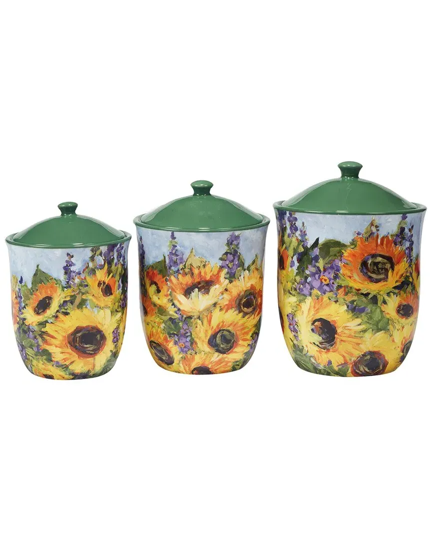 Sunflower Bouquet 3pc Canister Set - Yellow, Earthenware