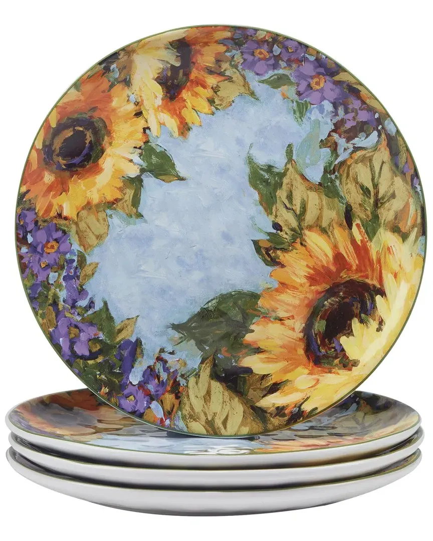 Sunflower Bouquet Dinner Plates Set of 4 - Yellow, Earthenware