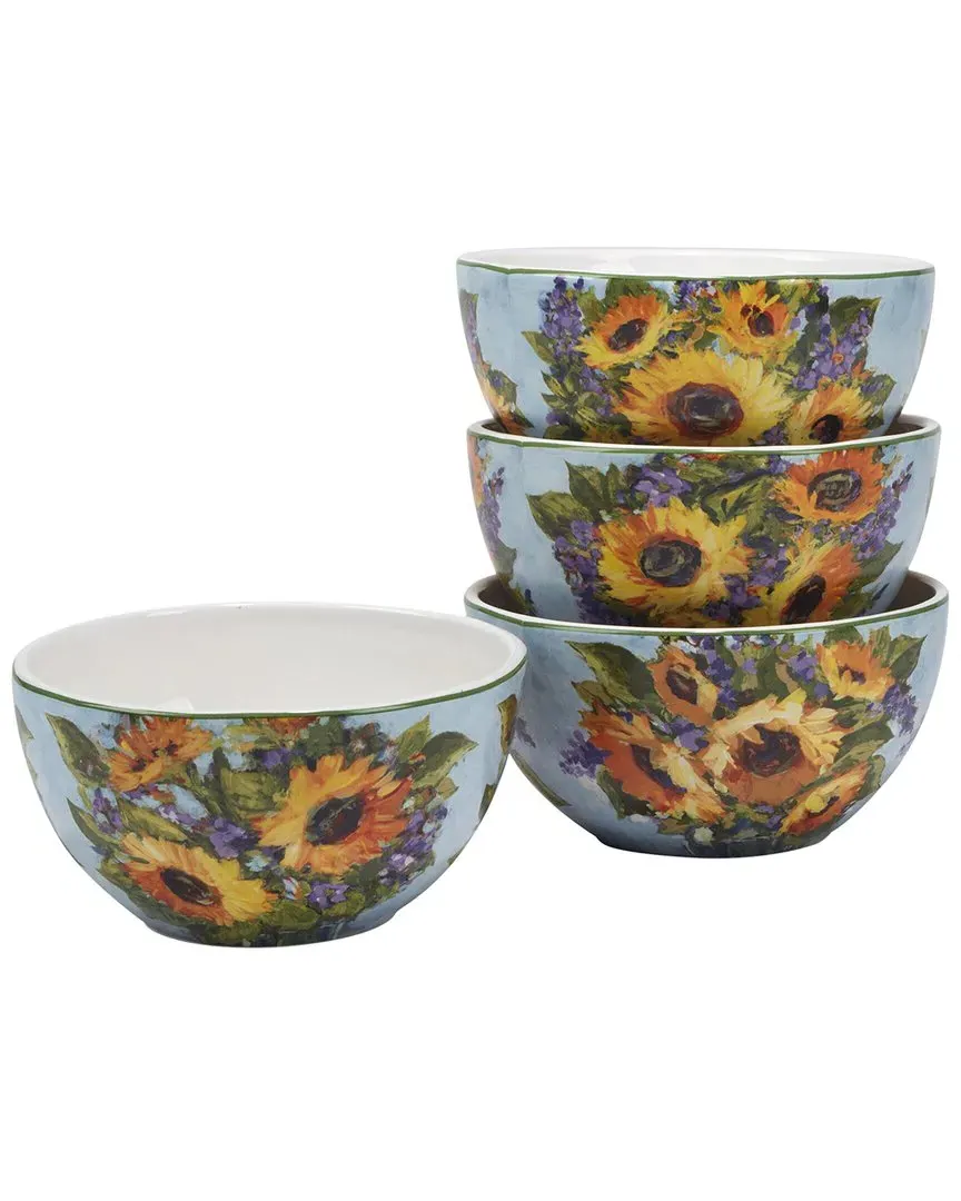 Sunflower Bouquet Ice Cream Bowls Set of 4 - Yellow, Earthenware