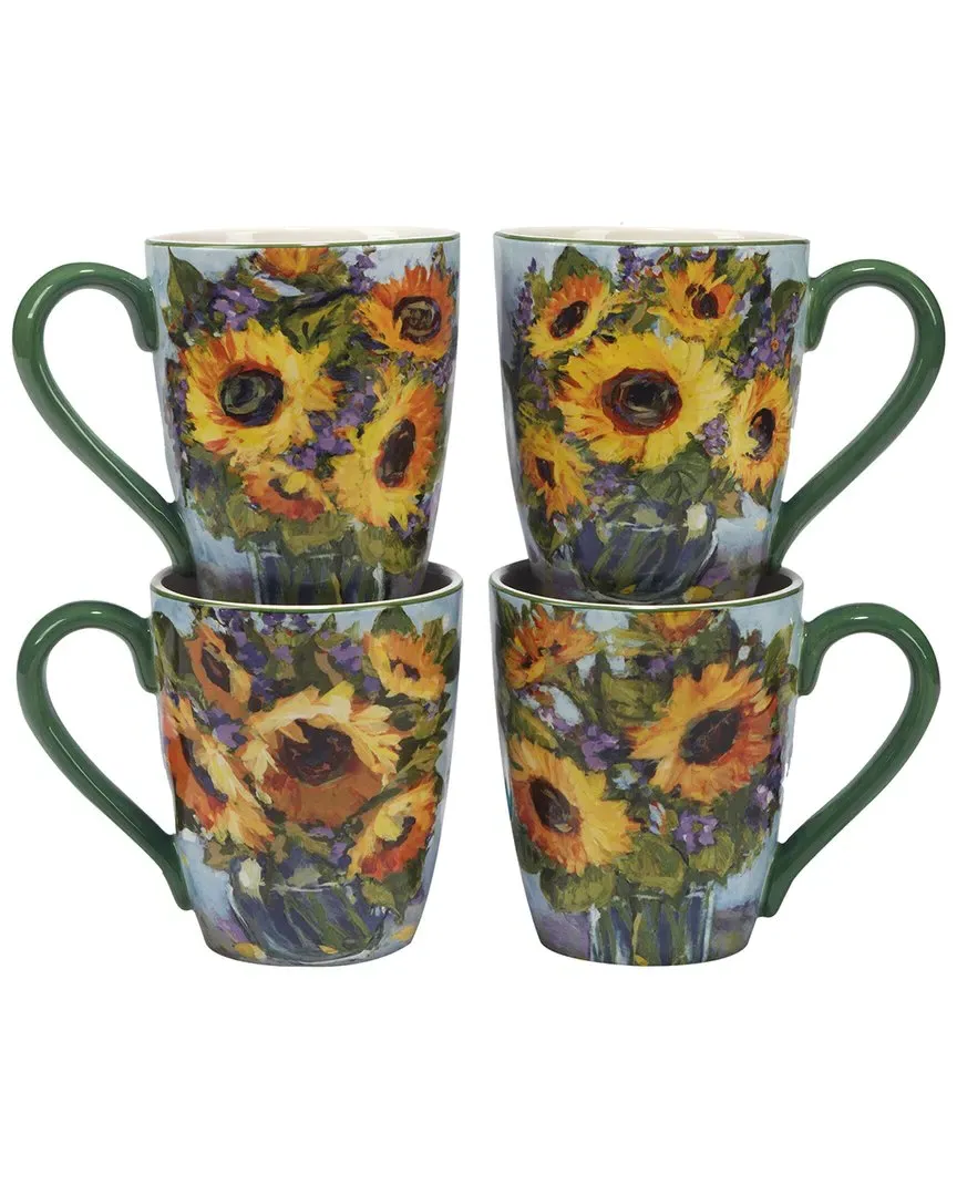Sunflower Bouquet Mugs Set of 4 - Yellow, Earthenware
