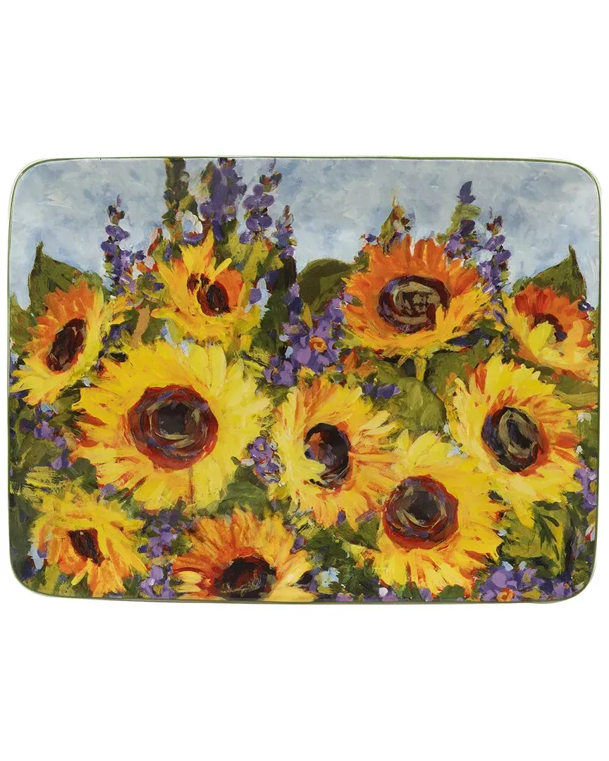 Sunflower Bouquet Rectangular Platter - Yellow, Earthenware