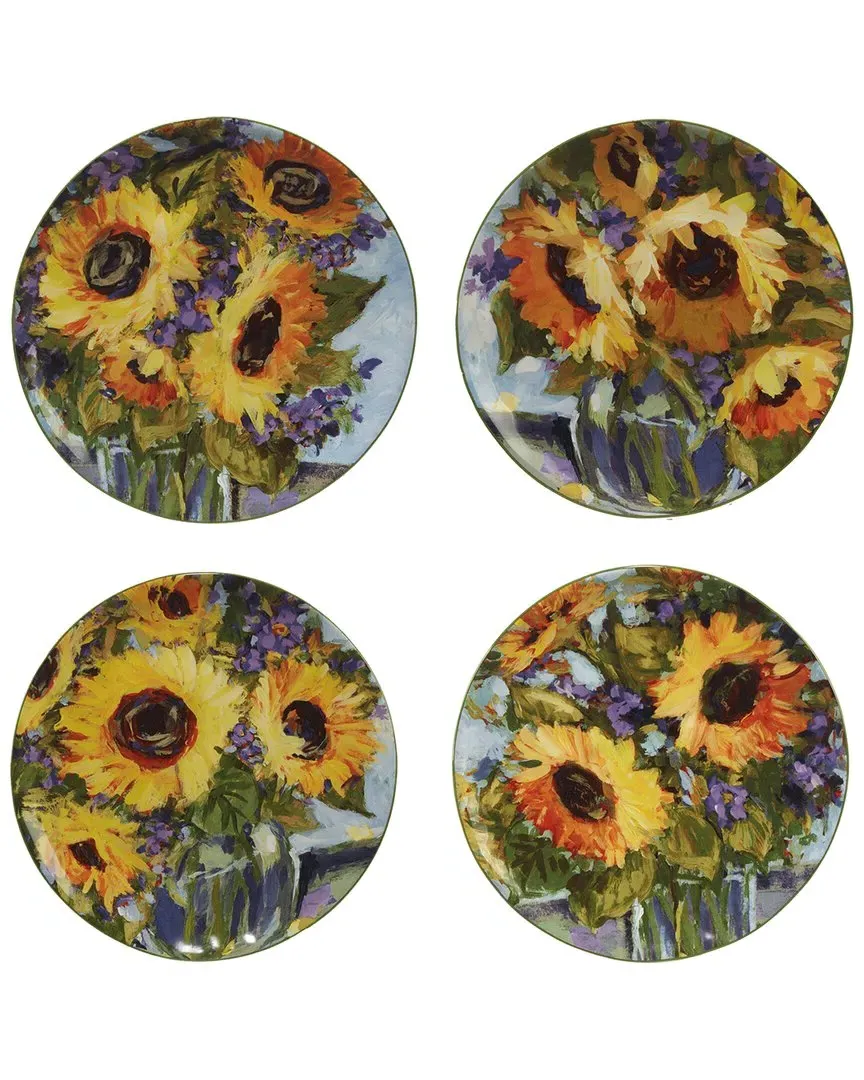 Sunflower Bouquet Salad Plates Set of 4 - Yellow, Earthenware