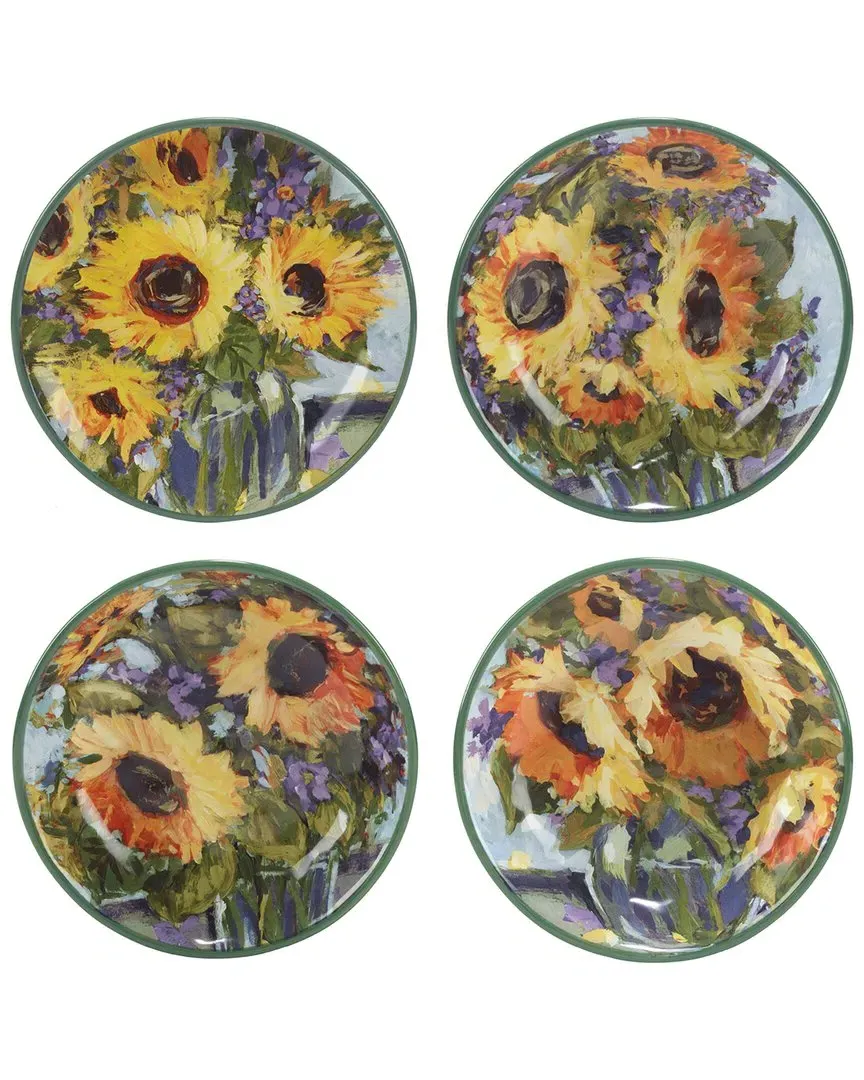 Sunflower Bouquet Soup Bowls Set of 4 - Yellow, Earthenware