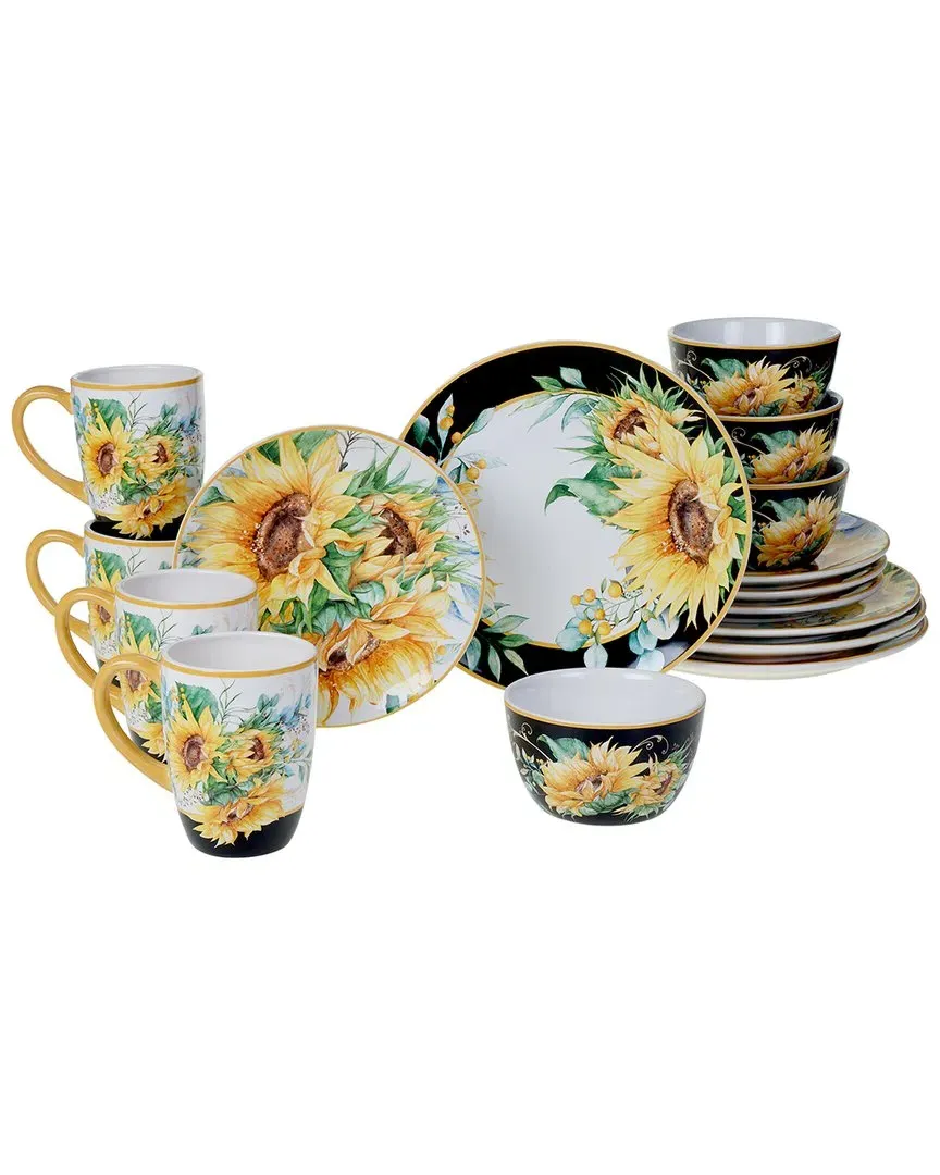 Sunflower Fields 16-Piece Dinnerware Set - Multicolor, Ceramic