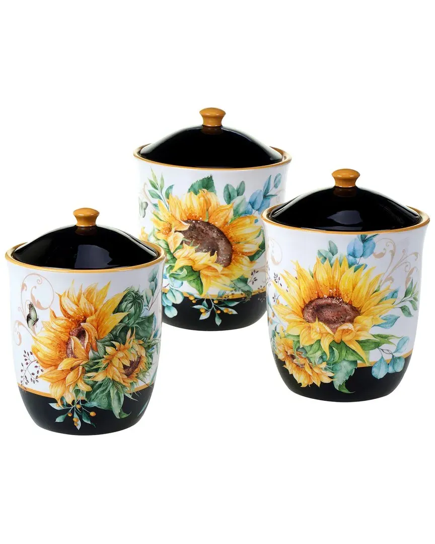 Sunflower Fields 3-Piece Canister Set - Multicolor, Ceramic