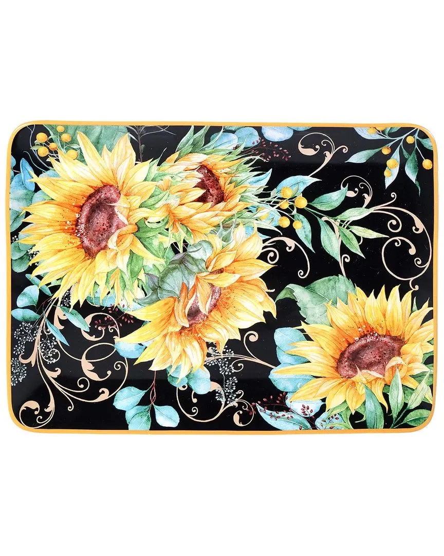 Sunflower Fields Platter - Multicolor, Ceramic