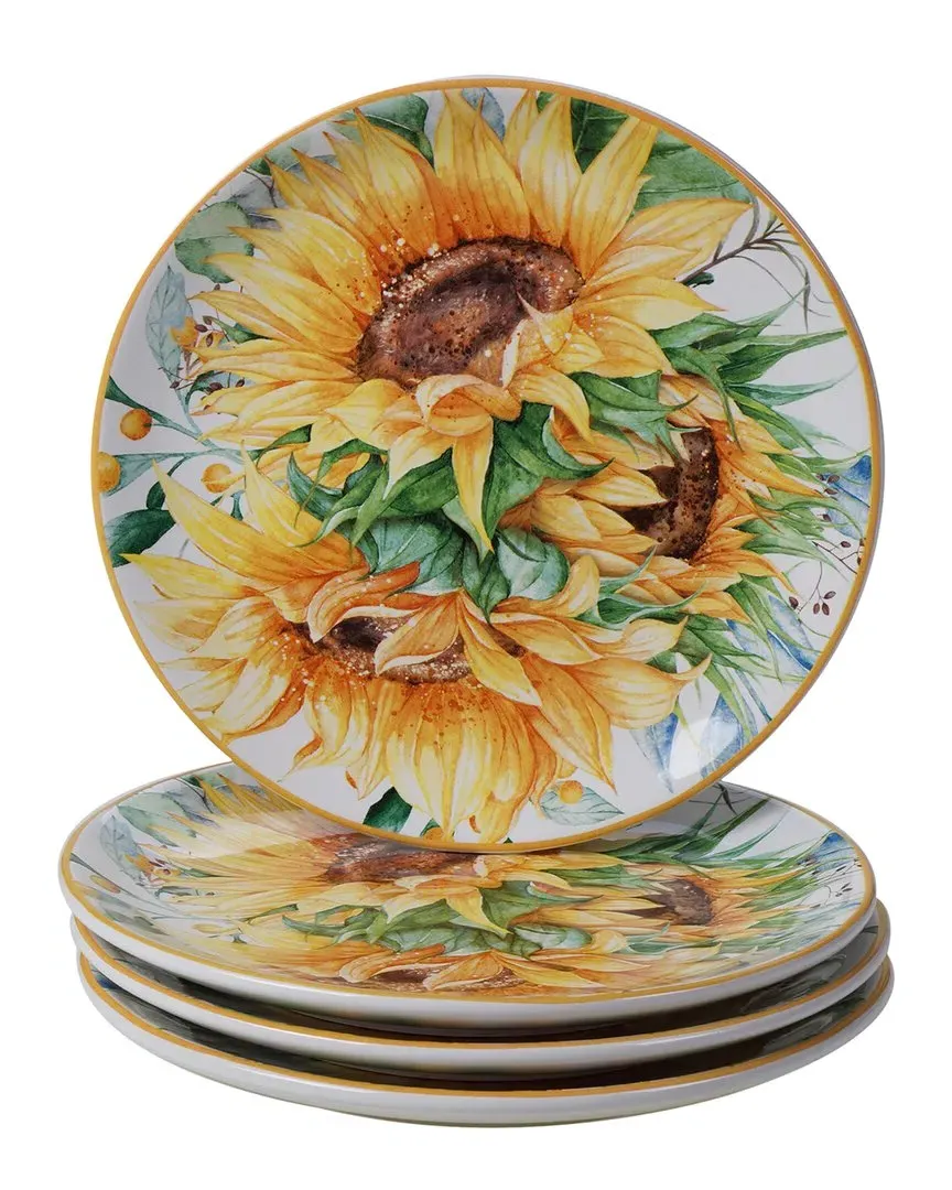 Sunflower Fields Set of 4 Dessert Plates - Multicolor