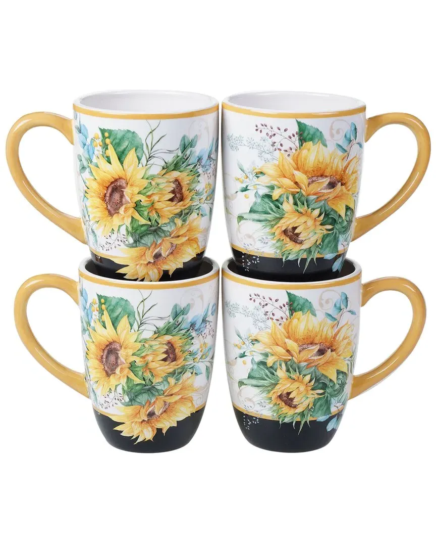 Sunflower Fields Set of 4 Mugs - Multicolor