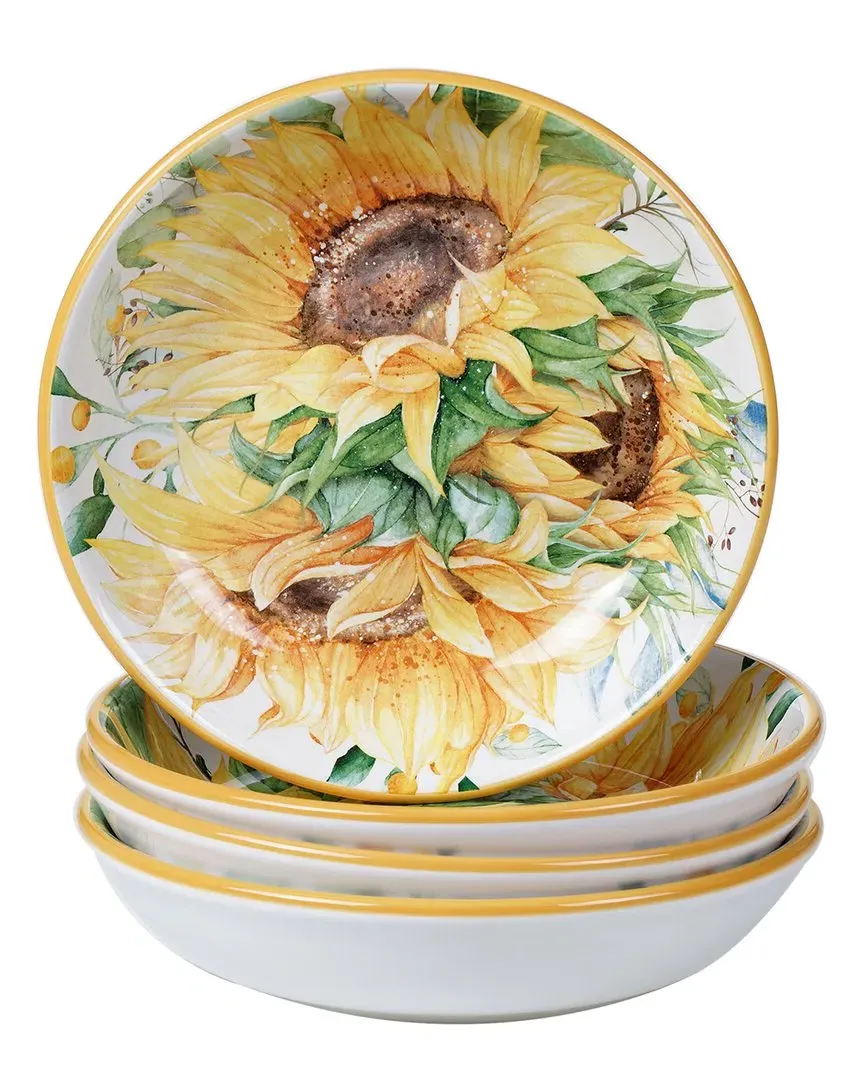 Sunflower Fields Set of 4 Soup Bowls - Multicolor