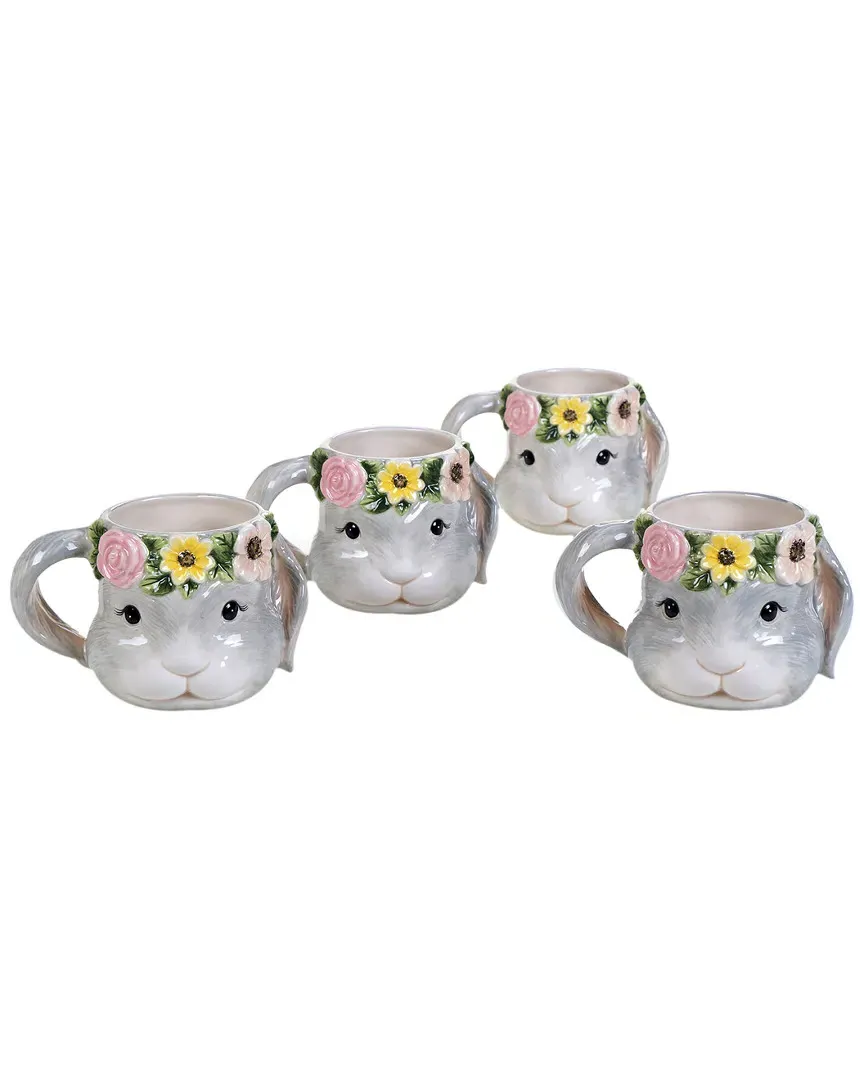 Sweet Bunny Set of 4 3D Bunny Mugs - 18oz