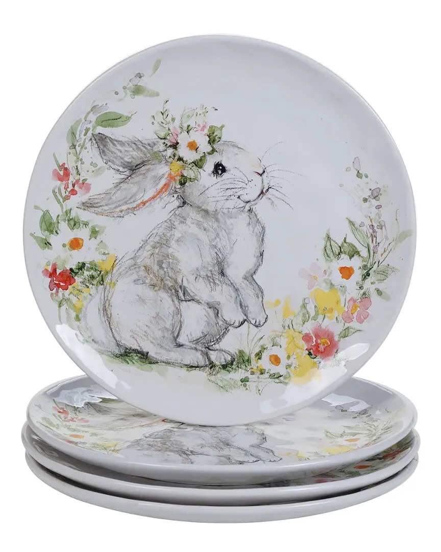 Sweet Bunny Set of 4 Dinner Plates - 11in