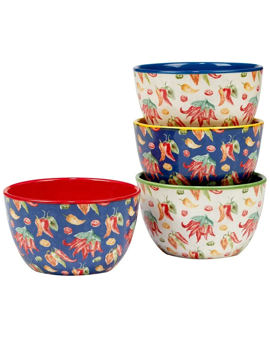 Sweet & Spicy Set of 4 Ice Cream Bowls - Multicolor, Ceramic