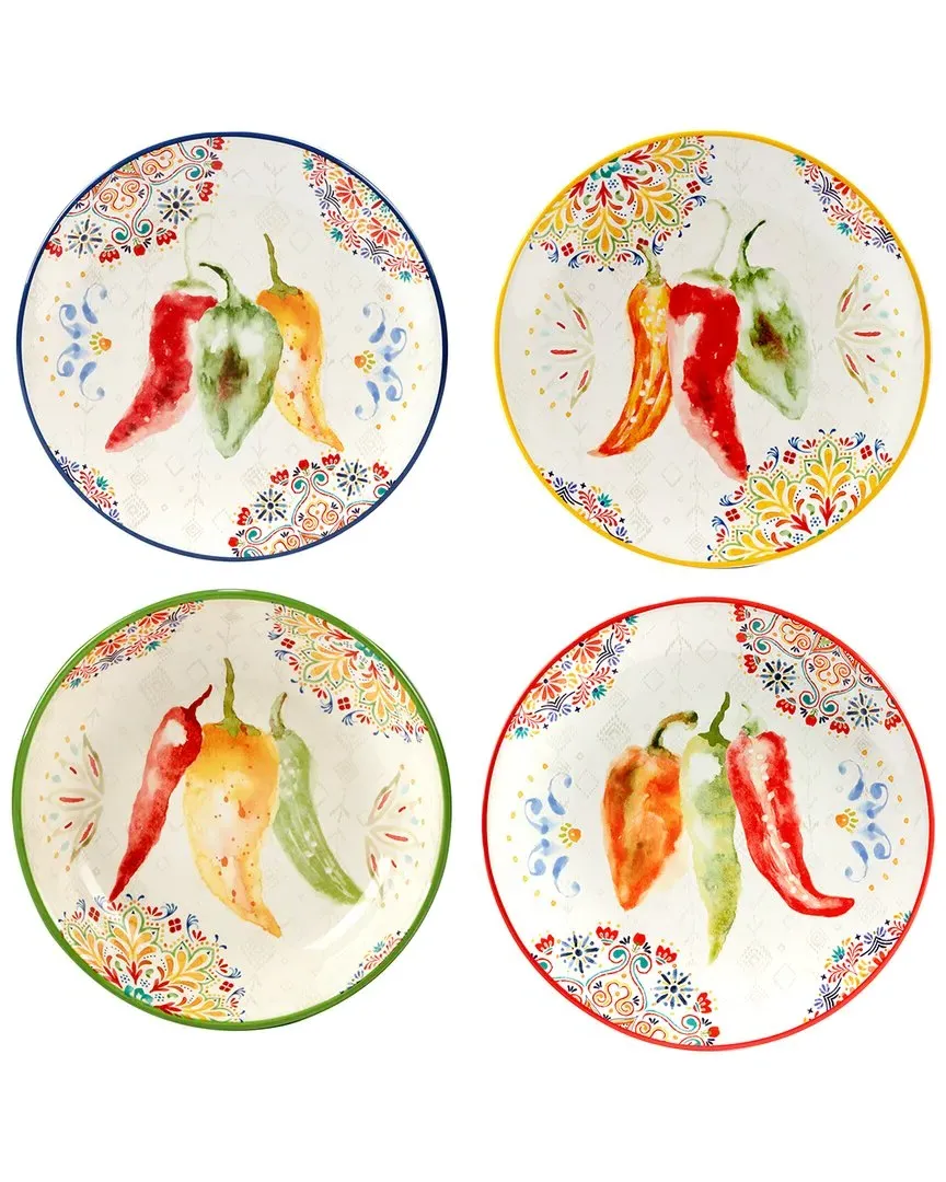 Sweet & Spicy Set of 4 Salad Plates - Multicolor, Ceramic image