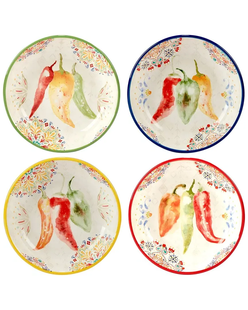 Sweet & Spicy Set of 4 Soup Bowls - Multicolor, Ceramic