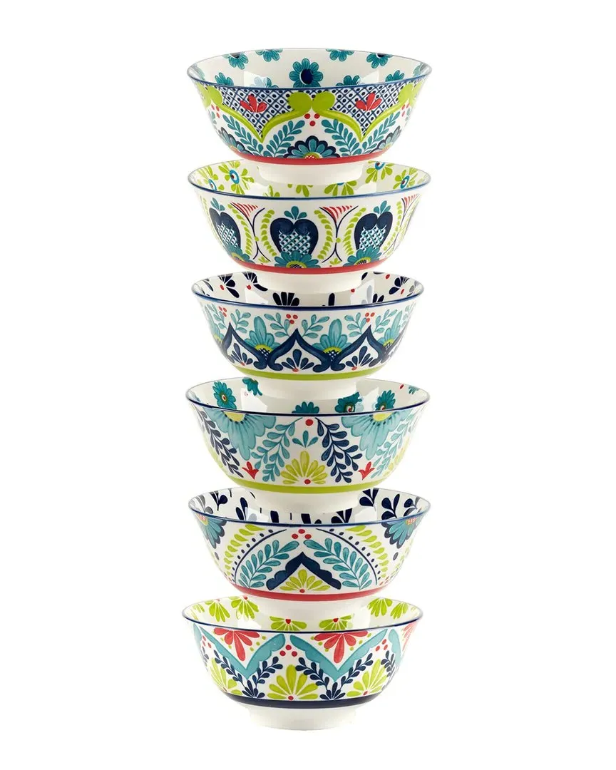 Talavera Set of 6 All Purpose Bowls - Multicolor, Porcelain