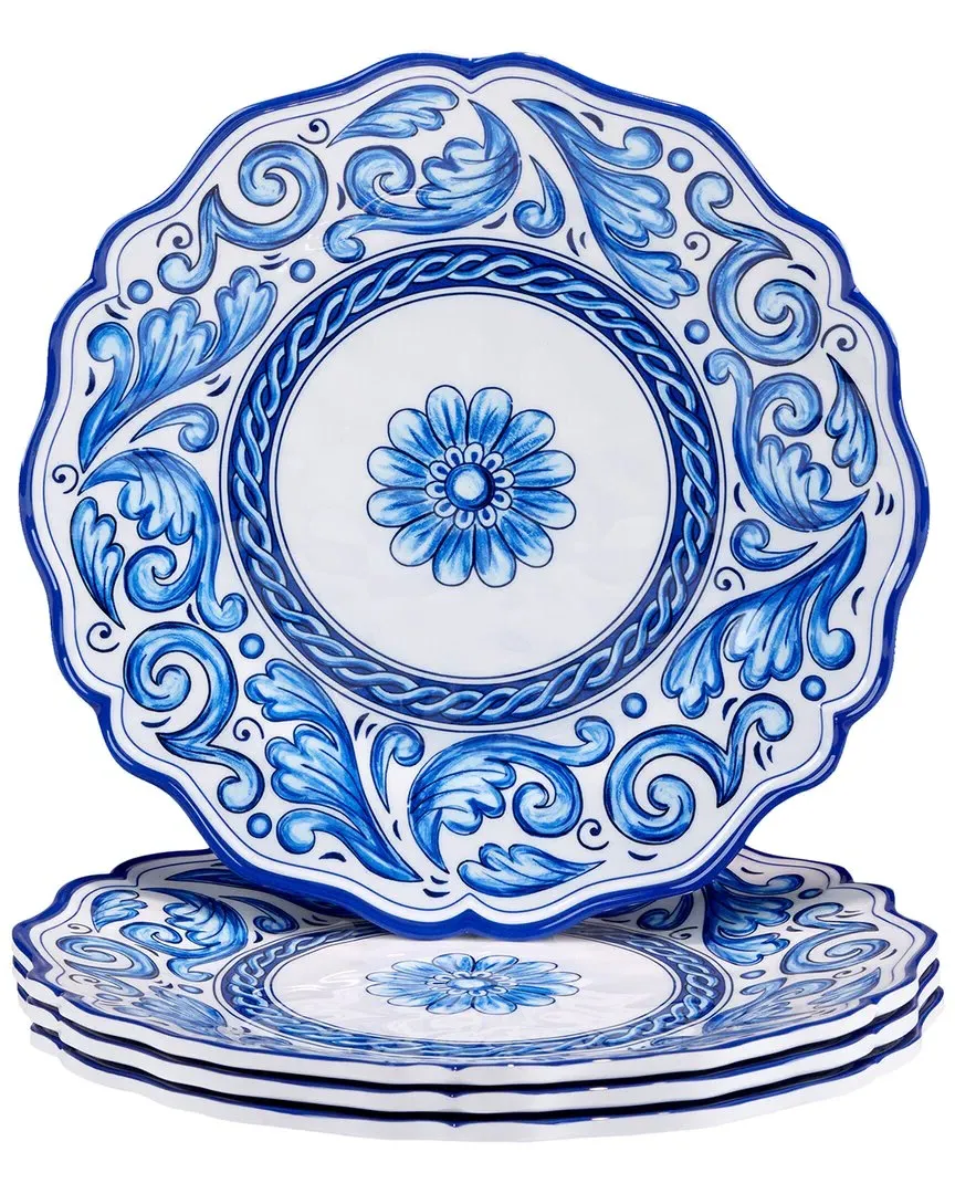 Veranda Set of 4 Dinner Plates - Blue, Melamine