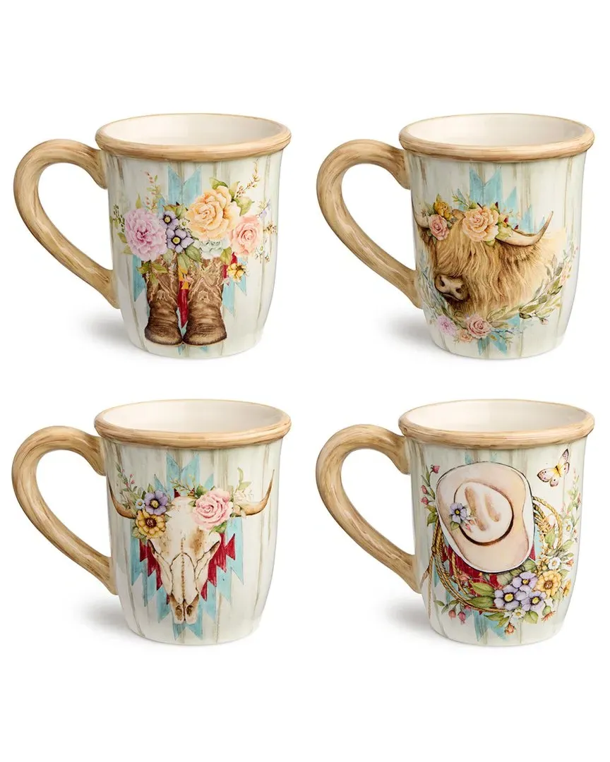 Verde Set of 4 Mugs - Green, Stoneware