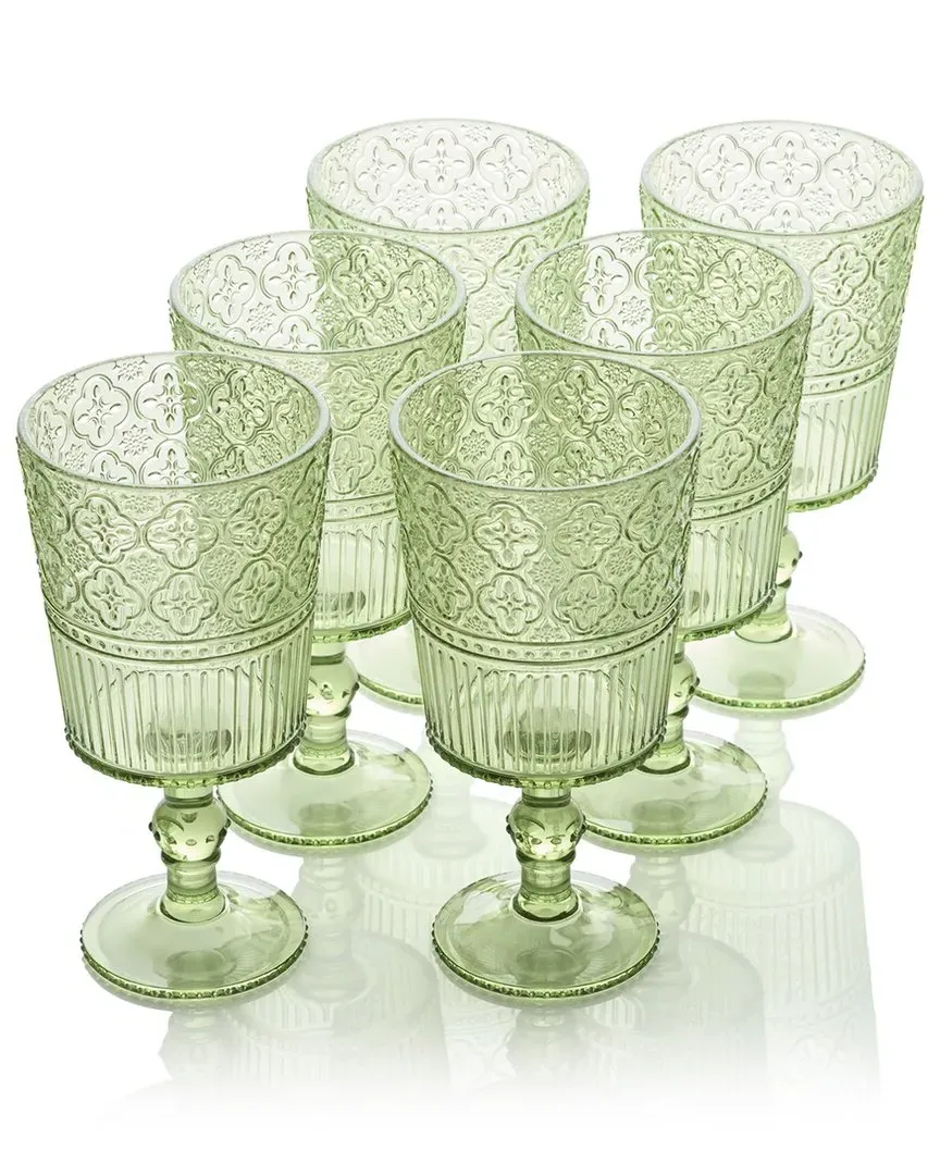 Victoria Set of 6 All Purpose Goblets - Green, Acrylic