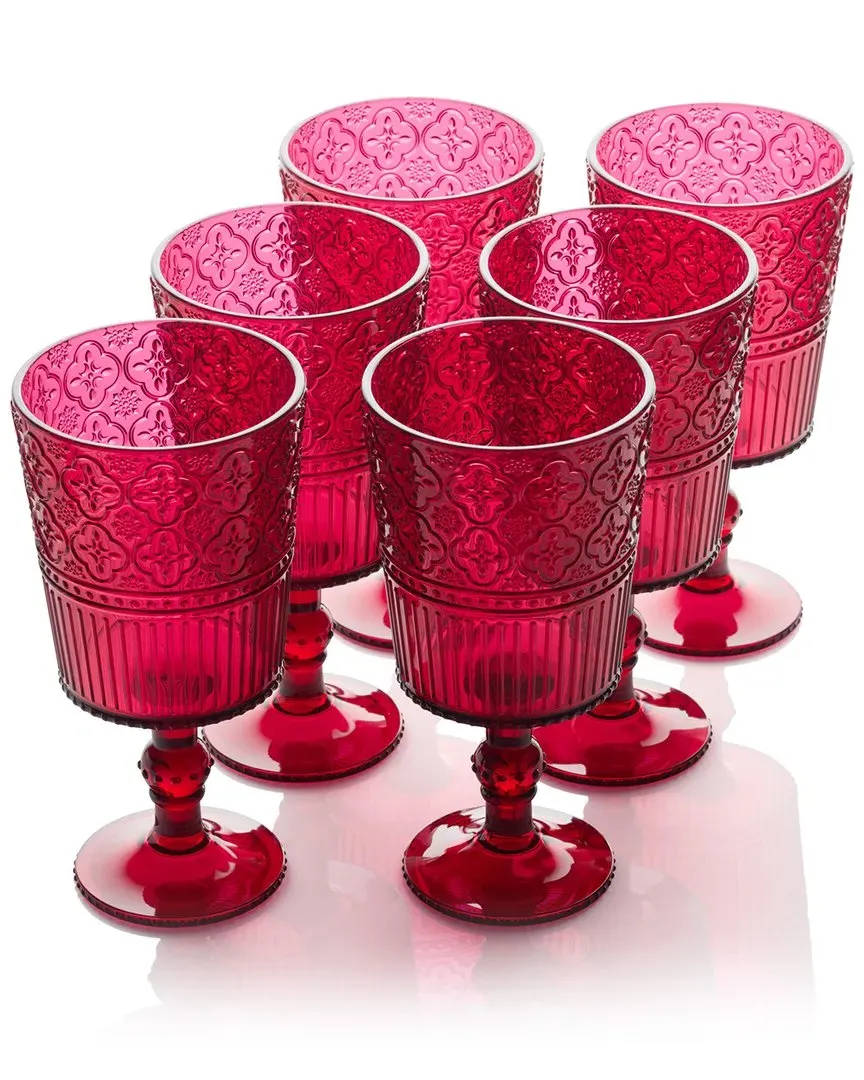 Victoria Set of 6 All Purpose Goblets - Red, Acrylic