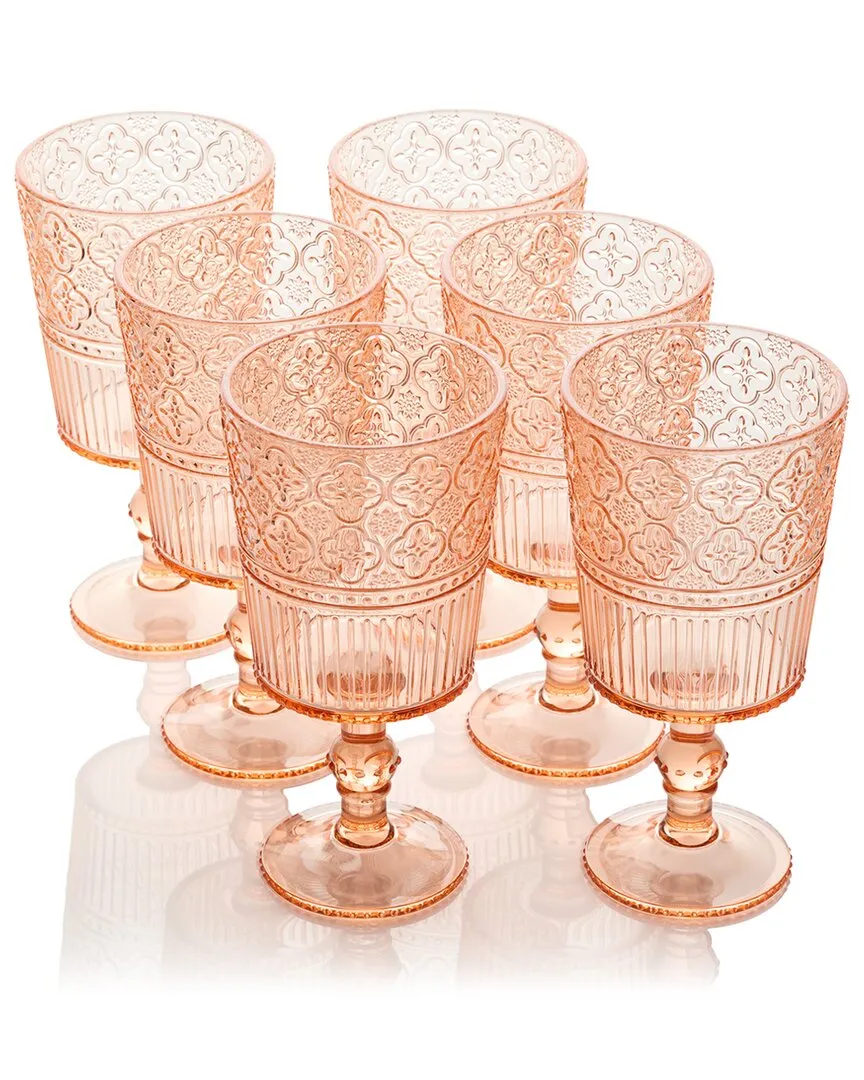 Victoria Set of 6 All Purpose Goblets - Rose, Acrylic
