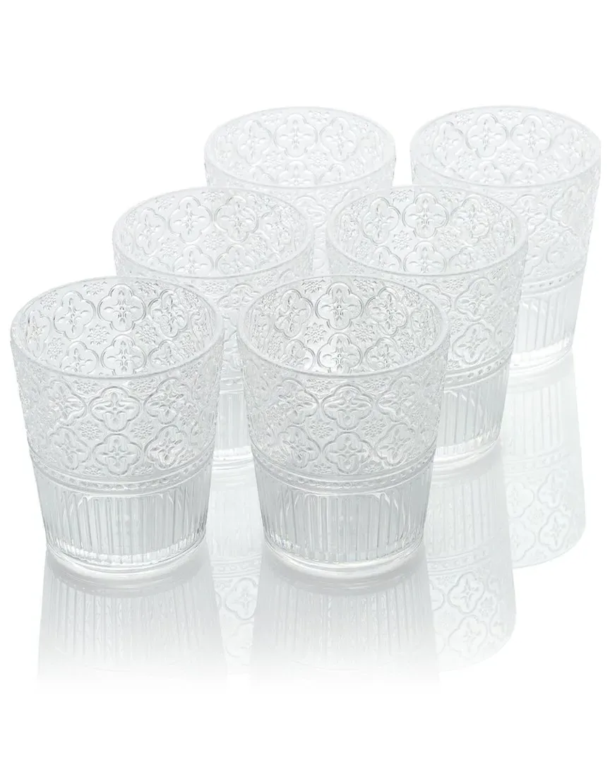 Victoria Set of 6 Double Old-Fashioned Glasses - Clear, Acrylic