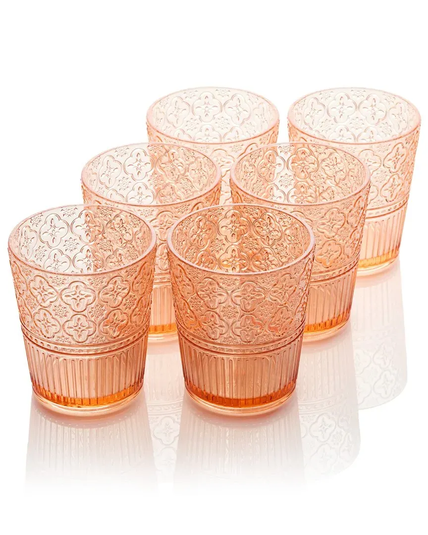 Victoria Set of 6 Double Old-Fashioned Glasses - Rose, Acrylic