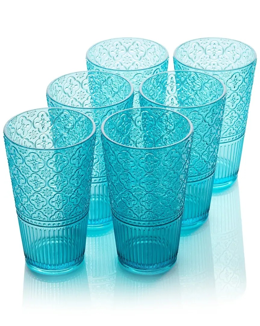 Victoria Set of 6 Ice Tea Glasses - Aqua, Acrylic image